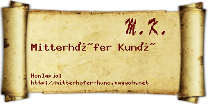 Mitterhöfer Kunó névjegykártya